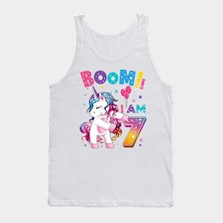 Kids 7 Years Old Unicorn Flossing 7th Birthday Girl Unicorn Party Tank Top